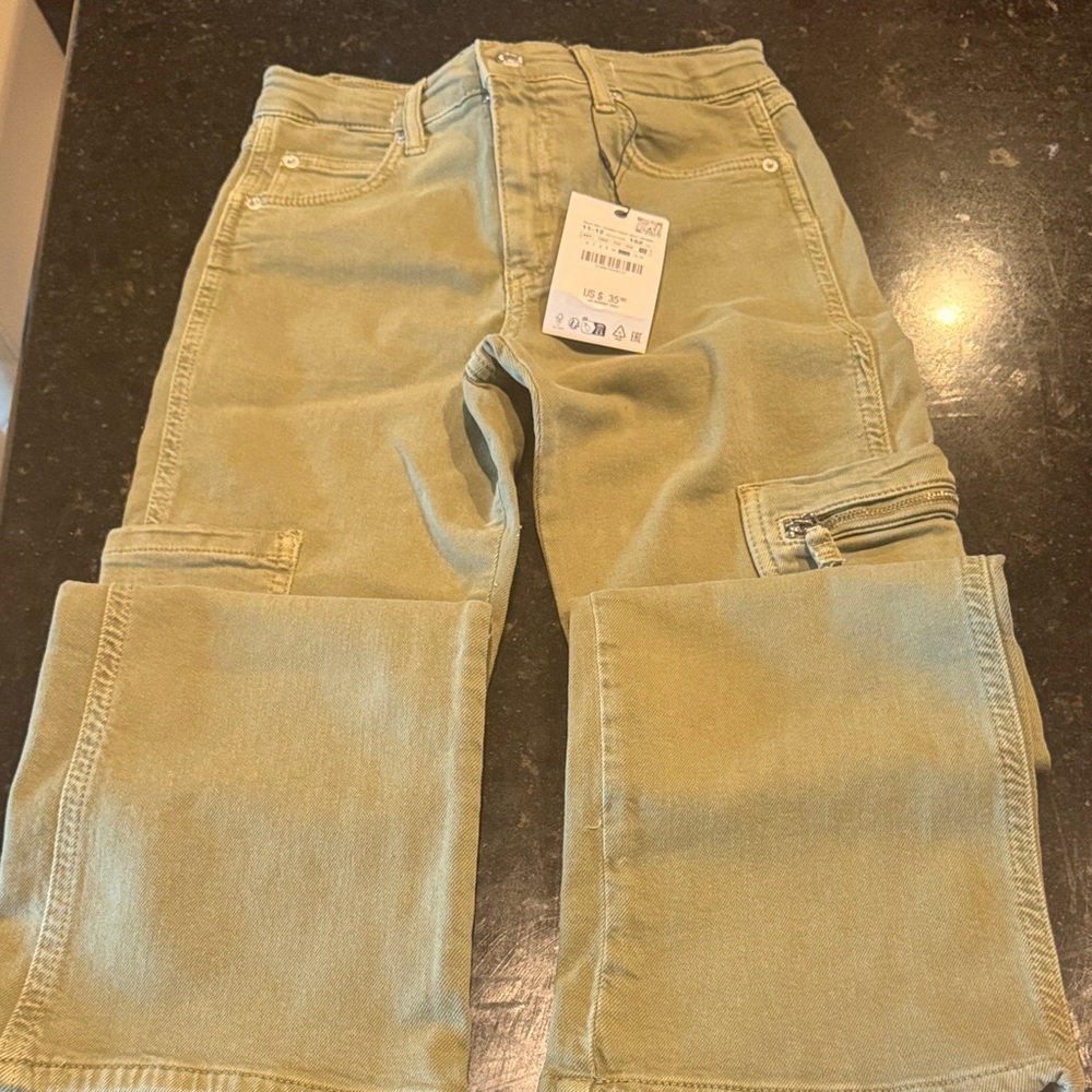 Zara Kids Olive-Tone Cargo Jeans